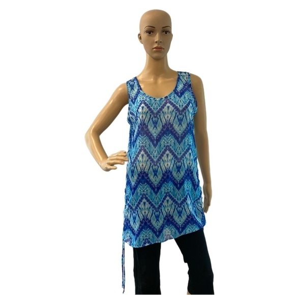 SISTER Size Medium Swim suit Cover up Blue and white - Picture 9 of 10